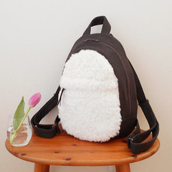 冬のたまご型リュック・ブラウン 3枚目の画像