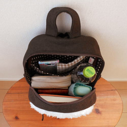 冬のたまご型リュック・ブラウン 6枚目の画像