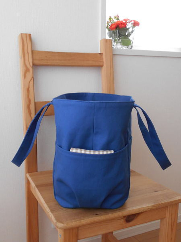 大きなトートバッグ・ブルー 4枚目の画像