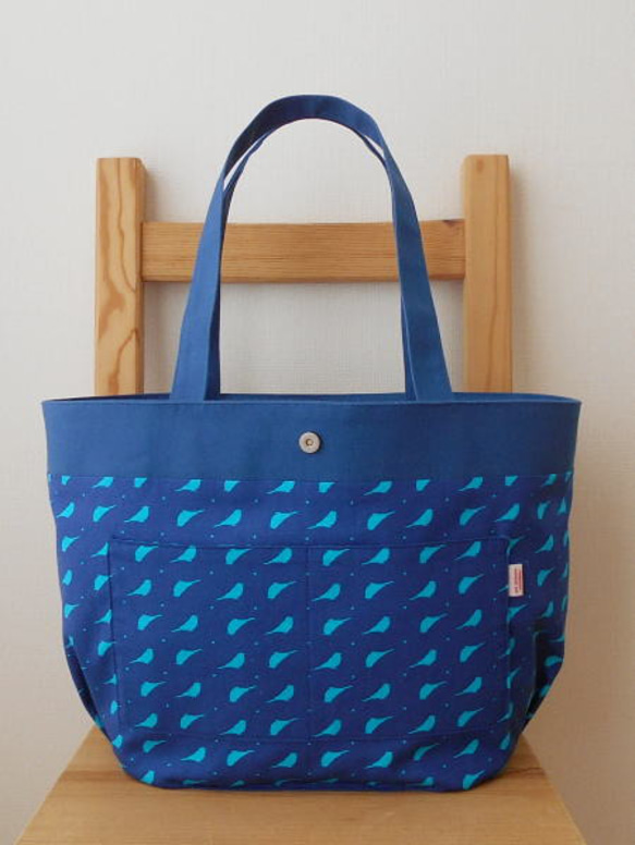 大きなトートバッグ・ブルー 7枚目の画像