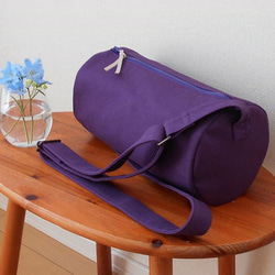 帆布のドラム型ショルダーバッグ・パープル 1枚目の画像