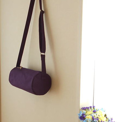 帆布のドラム型ショルダーバッグ・パープル 3枚目の画像