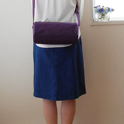 帆布のドラム型ショルダーバッグ・パープル 4枚目の画像