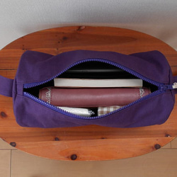 帆布のドラム型ショルダーバッグ・パープル 5枚目の画像