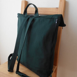 帆布の口折れリュック・グリーン 5枚目の画像