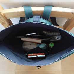 帆布の口折れリュック・グリーン 6枚目の画像