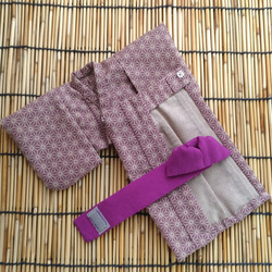 「麻の葉彩る浴衣…藤紫」27cmドール浴衣 6枚目の画像