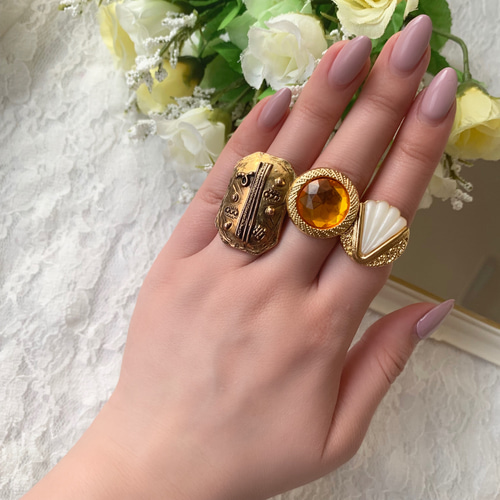 スペシャルオファ 058.重ね付けがかわいい♡大ぶりヴィンテージボタンリング 指輪 指輪・リング