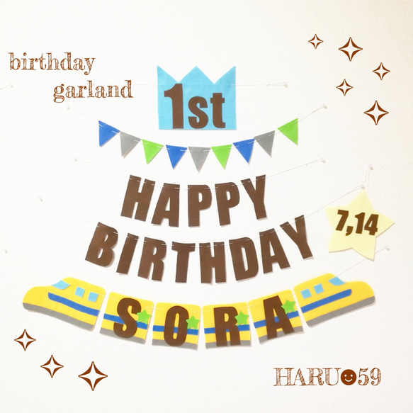 バースデーガーランド　誕生日　ハーフバースデー　お食い初め　男の子　新幹線　乗り物　電車　100DAYS 1枚目の画像