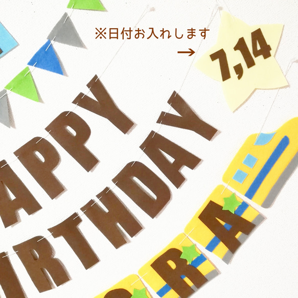 バースデーガーランド　誕生日　ハーフバースデー　お食い初め　男の子　新幹線　乗り物　電車　100DAYS 2枚目の画像