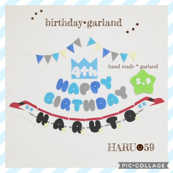 新作✩⋆バースデーガーランド（ネーム含む） 名前入り+数字入り+写真入り】バースデーガーランド飾り付け