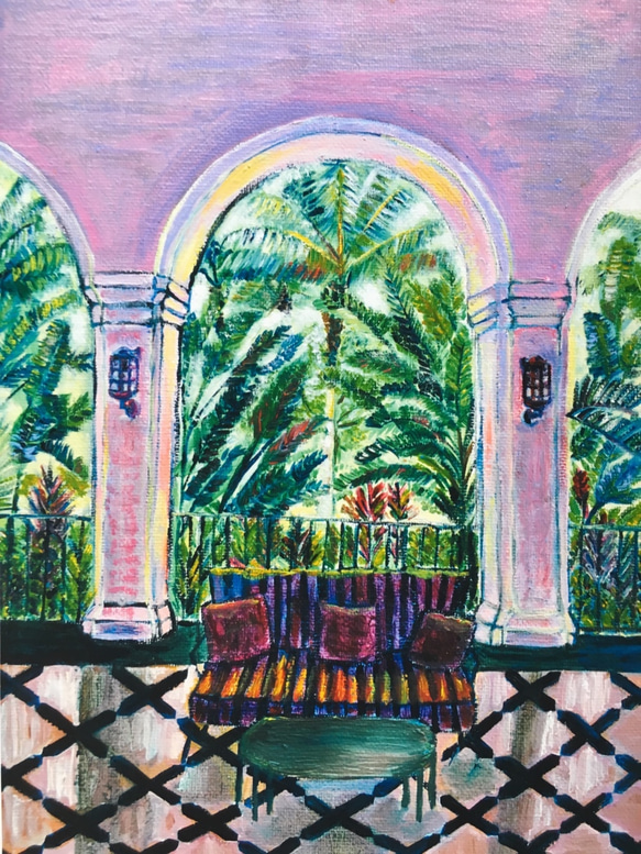 再販【ハワイからの送料無料】ピンクパレスの中庭 2枚目の画像