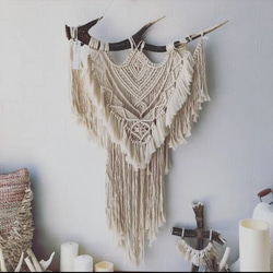 bohoインテリア♡鹿の角マクラメタペストリー 壁掛けラック・ウォール