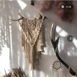 bohoインテリア♡鹿の角マクラメタペストリー 壁掛けラック・ウォール