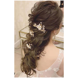 ヘアアクセサリー（3セット)、ブライダル、ウェディング、結婚式、お呼ばれ、髪飾り、ヘッドドレス、前撮り、発表会 1枚目の画像