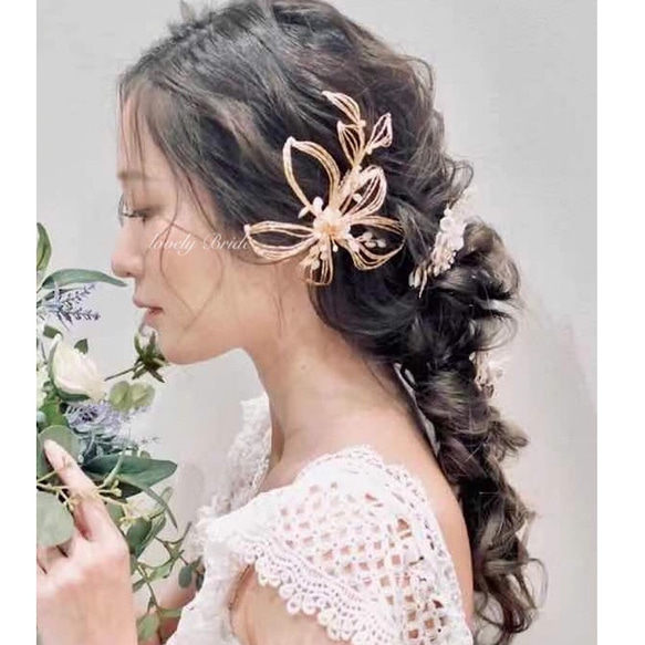 ヘアコーム ヘッドドレス 和装 フラワー 水引き ヘッドピース ヘアコーム ヘッドドレス 和装 フラワー 水引き ヘッドピース