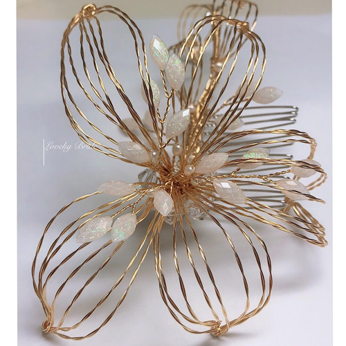 ヘアコーム ヘッドドレス 和装 フラワー 水引き ヘッドピース