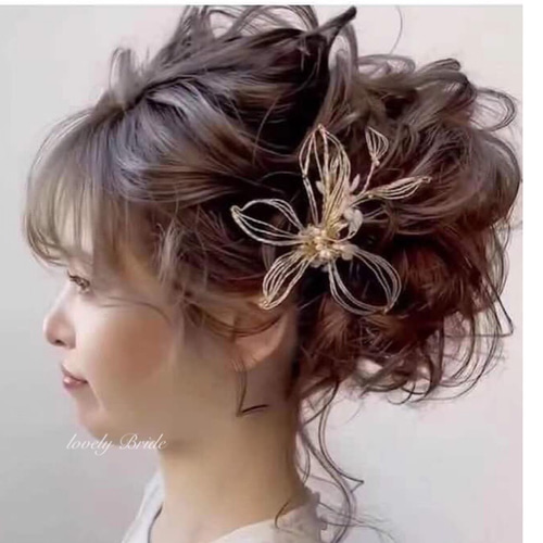 ヘアコーム ヘッドドレス 和装 フラワー 水引き ヘッドピース