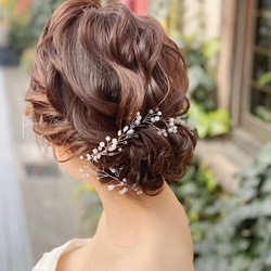 ヘッドドレス  小枝 バックカチューシャ ヘアアレンジ ヘッドアクセ ウェディング 結婚式 花嫁 二次会 ブライダル 2枚目の画像