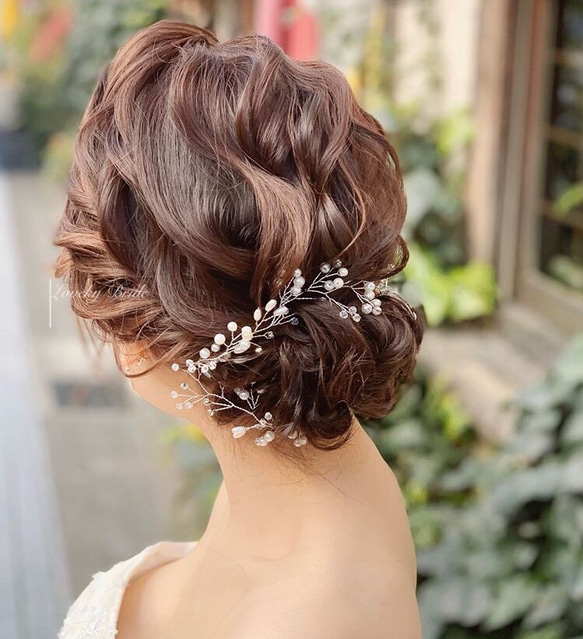 ヘッドドレス  小枝 バックカチューシャ ヘアアレンジ ヘッドアクセ ウェディング 結婚式 花嫁 二次会 ブライダル 2枚目の画像