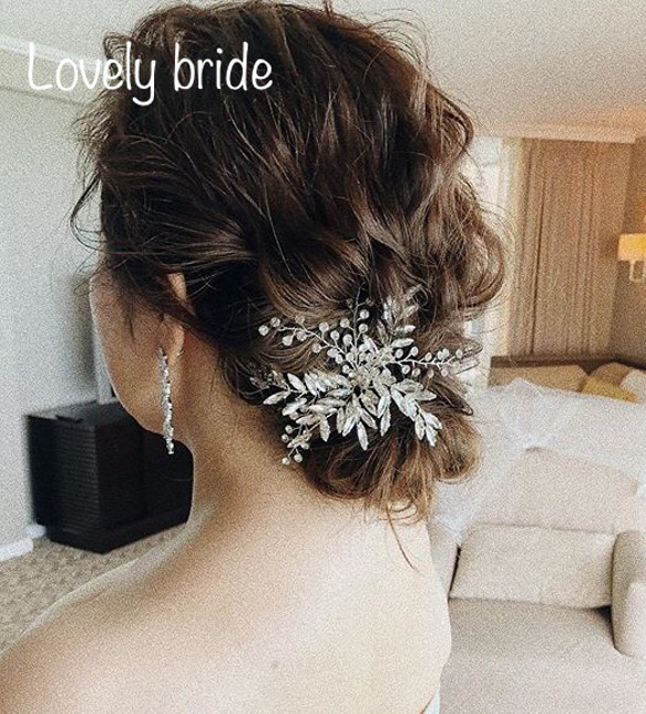 クリップ 小枝 ヘアアクセサリー ヘアクリップ 髪飾り ヘッドドレス ウェディング 結婚式 披露宴 ブライダル 前撮り 3枚目の画像