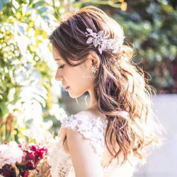 ヘッドドレス クリップ ヘアアクセサリー 髪飾り ウェディング 結婚式 ブライダル ヘアクリップ ビジュー クリスタル 1枚目の画像