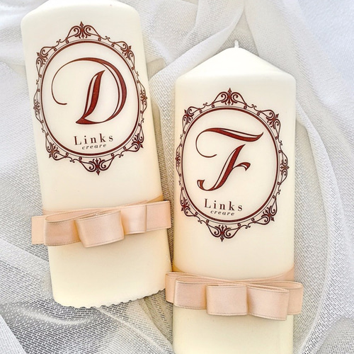 結婚式　テーブルナンバー　キャンドル　リボン 結婚式テーブルナンバーキャンドルリボン