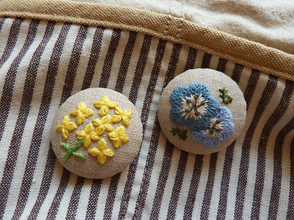 刺繍ブローチ　菜の花 4枚目の画像
