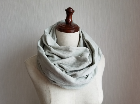 スラブガーゼ　コットン　スヌード　ミルキーミント 1枚目の画像