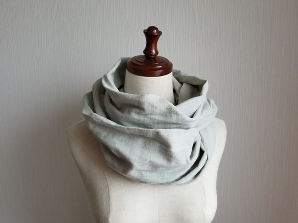 スラブガーゼ　コットン　スヌード　ミルキーミント 2枚目の画像