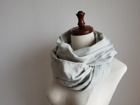 スラブガーゼ　コットン　スヌード　ミルキーミント 3枚目の画像