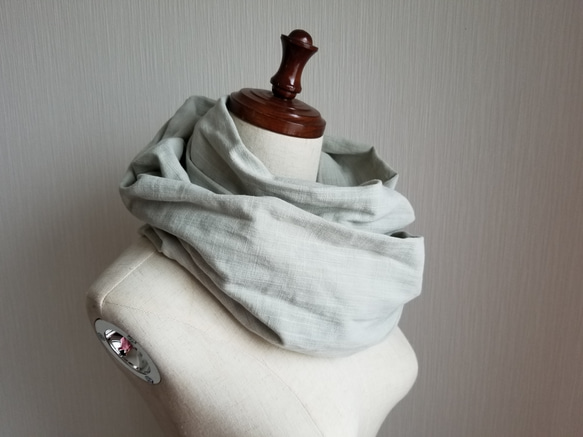 スラブガーゼ　コットン　スヌード　ミルキーミント 4枚目の画像