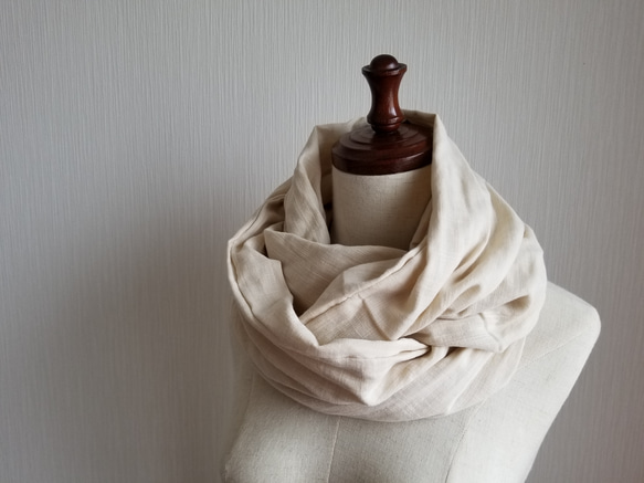 ダブルスラブガーゼ　スヌード　コットン　バニラミルク 3枚目の画像