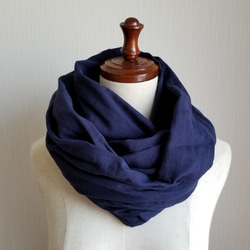 スラブダブルガーゼ　スヌード　ネイビー　コットン 1枚目の画像