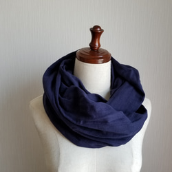スラブダブルガーゼ　スヌード　ネイビー　コットン 2枚目の画像