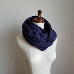 スラブダブルガーゼ　スヌード　ネイビー　コットン 3枚目の画像