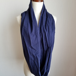 スラブダブルガーゼ　スヌード　ネイビー　コットン 4枚目の画像