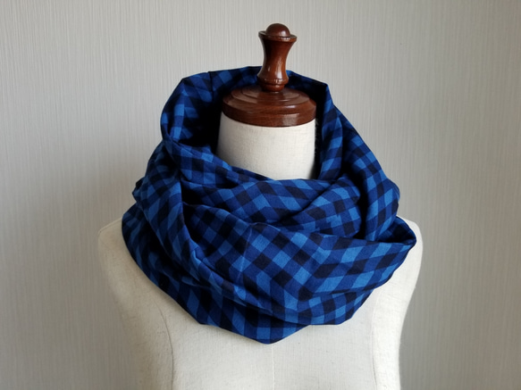 ギンガムチェック　スヌード　綿　コットン 4枚目の画像