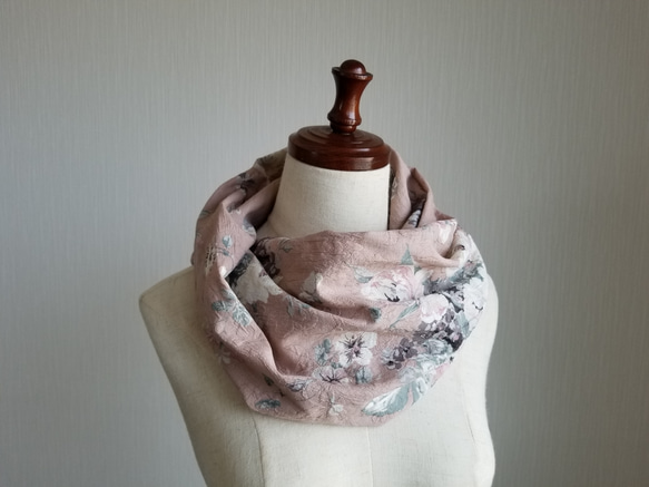 YUWA　花柄スヌード　ピンク　春夏 1枚目の画像