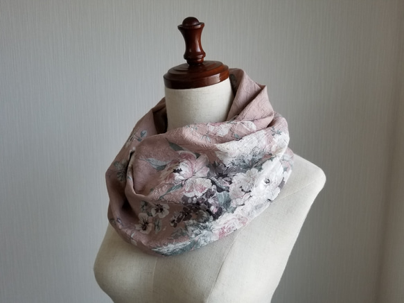 YUWA　花柄スヌード　ピンク　春夏 4枚目の画像