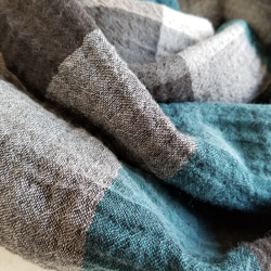 コットンウール　スヌード　チェック柄　ロング 4枚目の画像