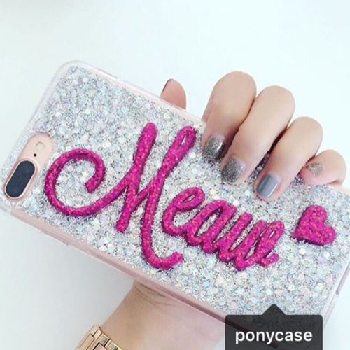 キラキラグリッター☆世界で1つ☆名入れスマホケース☆ponycase