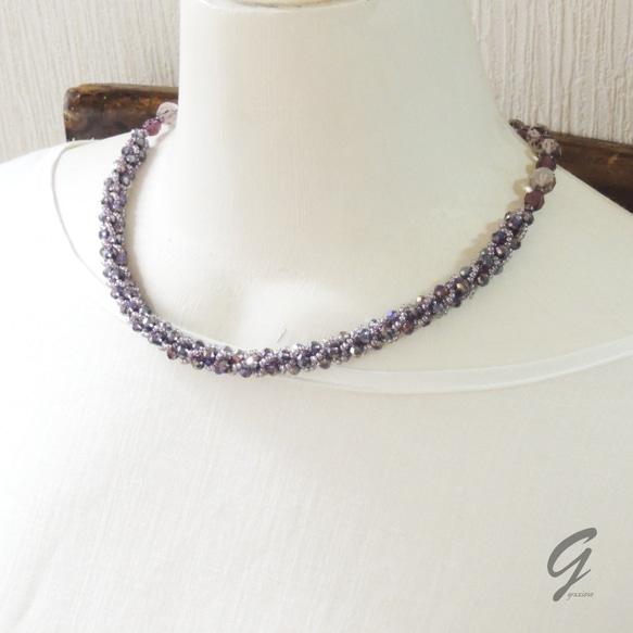 ビーズクロッシェネックレス : : : バイオレット×パープル ネックレス 