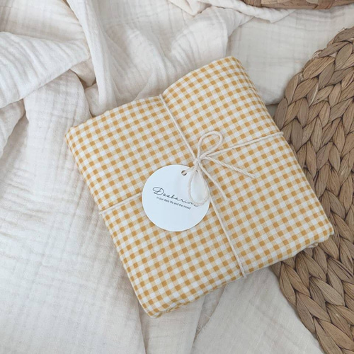 ジェリーチェック ガーゼブランケット ①イエロー 雑貨・その他