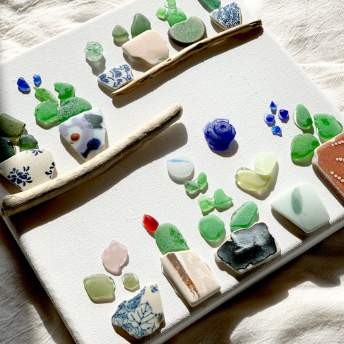 ＊シーグラスアート＊2点セット Amazon.co.jp: ハンドメイドシーグラスアートキット | フレーム付き