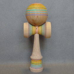 E-4 昭和レトロ 木製 特大 巨大 けん玉 レインボーカラー おもちゃ 古道具 けん玉 レインボーカラー ビーチボール オフセット その他インテリア