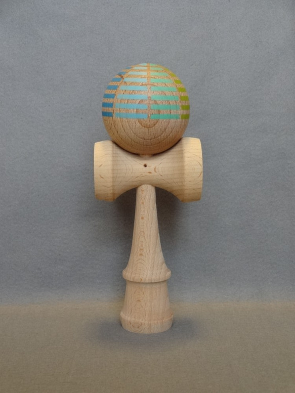 E-4 昭和レトロ 木製 特大 巨大 けん玉 レインボーカラー おもちゃ 古道具 yk62001g_1.jpg