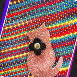 手織り　にじいろ猫ポーチ b 1枚目の画像