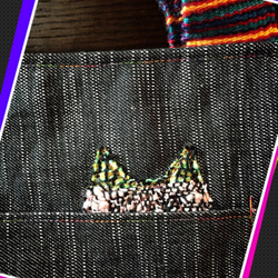 手織り  お散歩猫バッグ 3枚目の画像