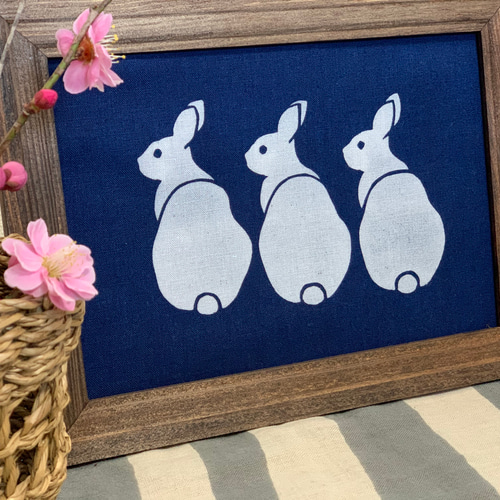 藍型染めパネル うさぎ 立体・オブジェ Rainent 通販 11208849｜Creema